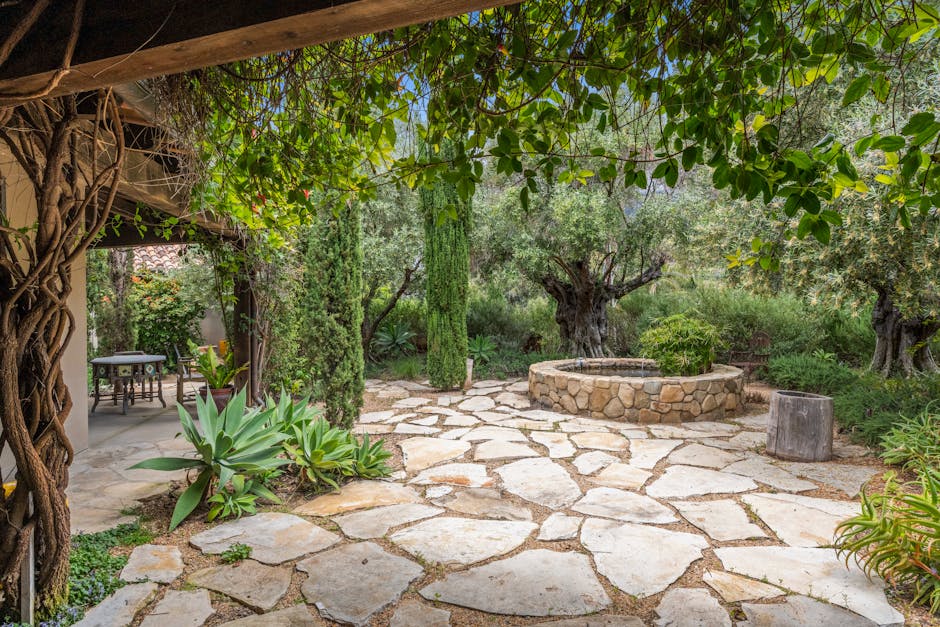 Beautiful stone patio and custom garden design
